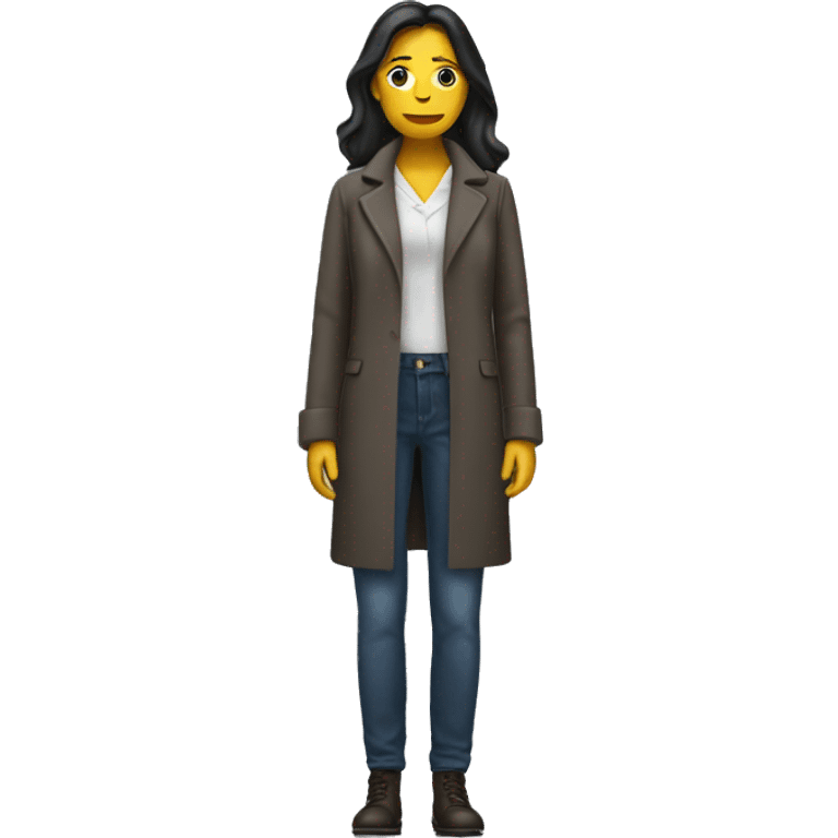 Woman in coat pant without face emoji