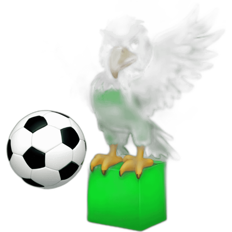 Green eagle holding soccer football emoji