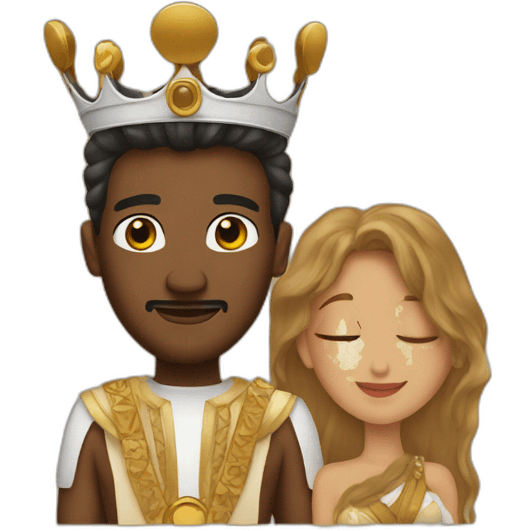 Brown King and queen loved in honeymoon emoji