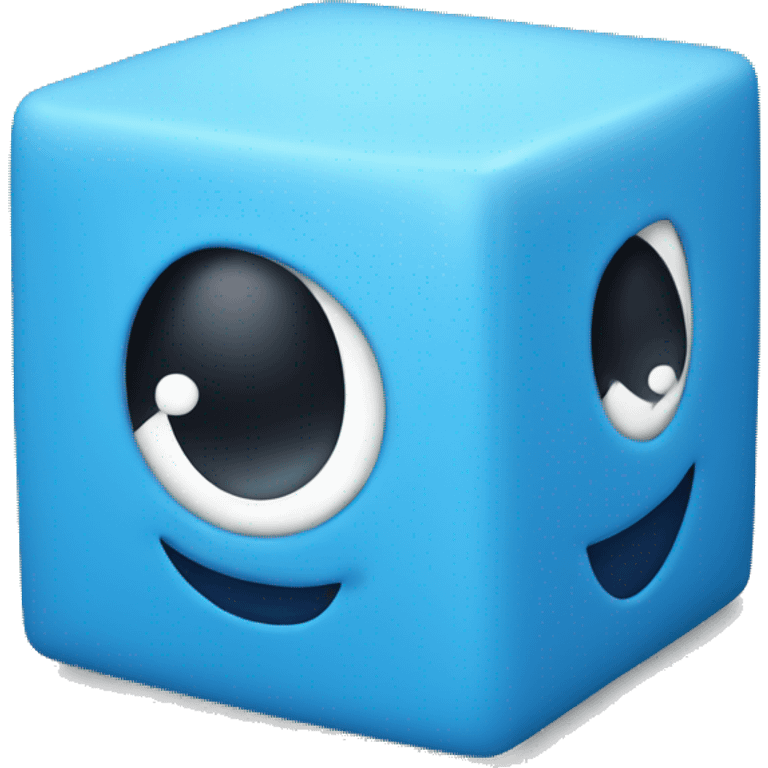 A blue cube with face emoji