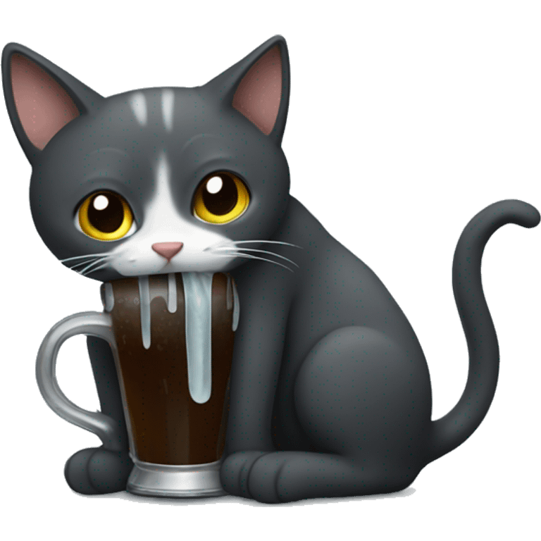 Cat drinking tar emoji