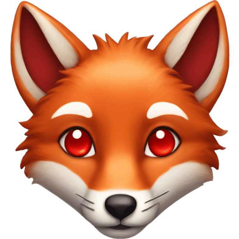 deep lush red fox face with tiny red heart instead of eyes emoji