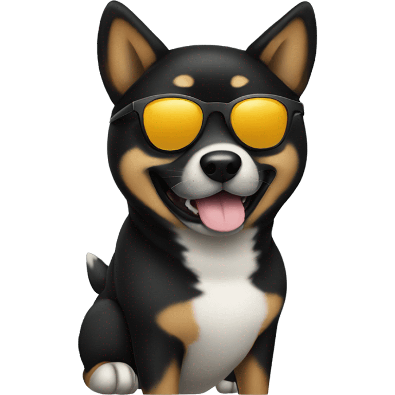 Black Shiba Inu wearing sunglasses emoji