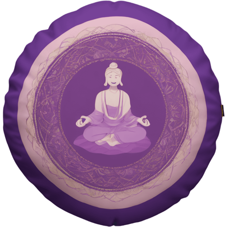 a purple meditation cushion with beautiful designs on it viewed from t emoji