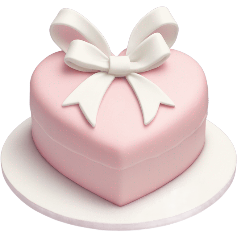 Pastel pink heart shaped cake with fancy white icing and bows emoji