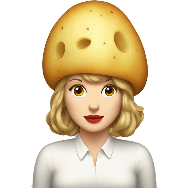 Taylor swift with a potato on her head emoji