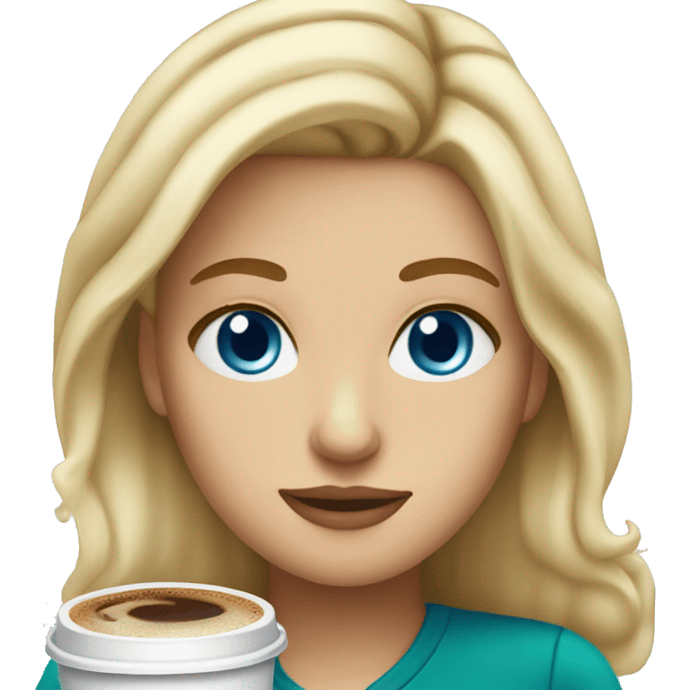 blonde girl blue eyes drinking starbucks emoji