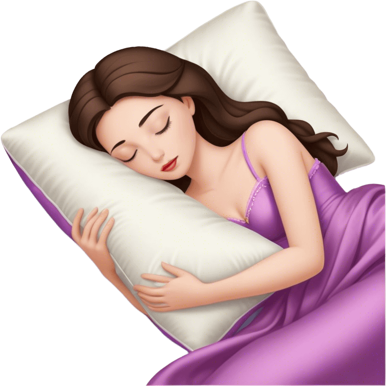 sleeping beauty brunette white girl with a silk pillow emoji