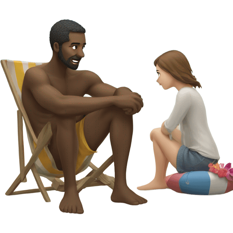 man on beach looking at girl  emoji