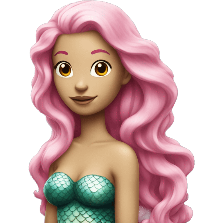 white mermaid with pink hair and pink tail emoji