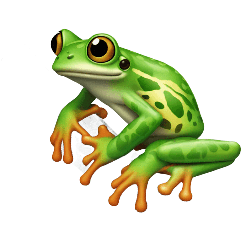 Tree frog on a saw emoji