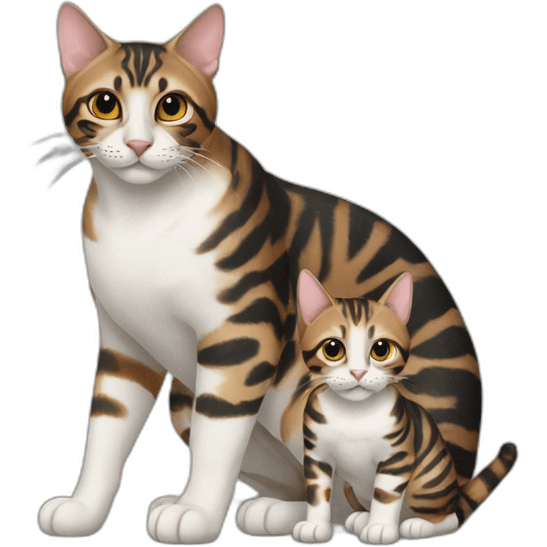 two-cats-bengal-and-small-cat-black-together emoji