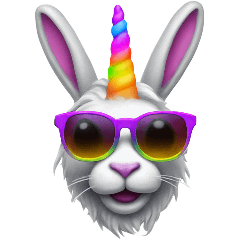 Neon bunny unicorn horn wearing sunglasses emoji