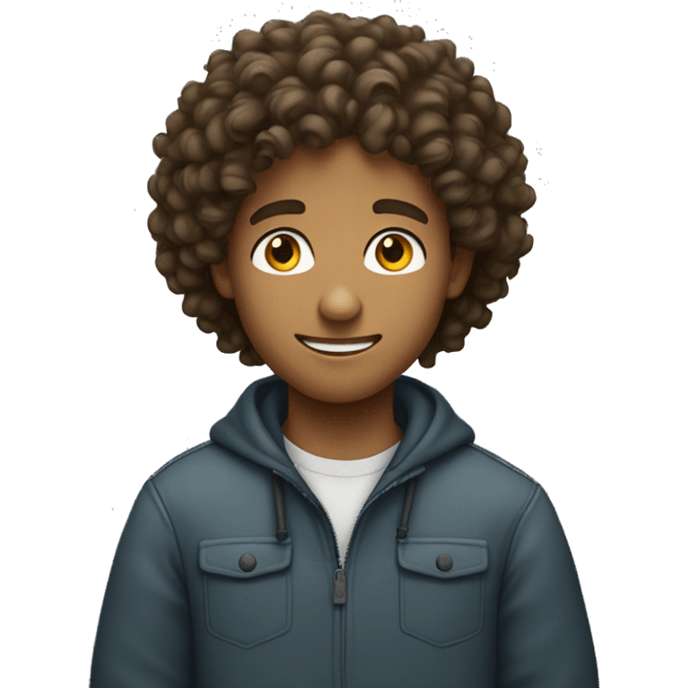 A young man with curly hair smiled coldly emoji