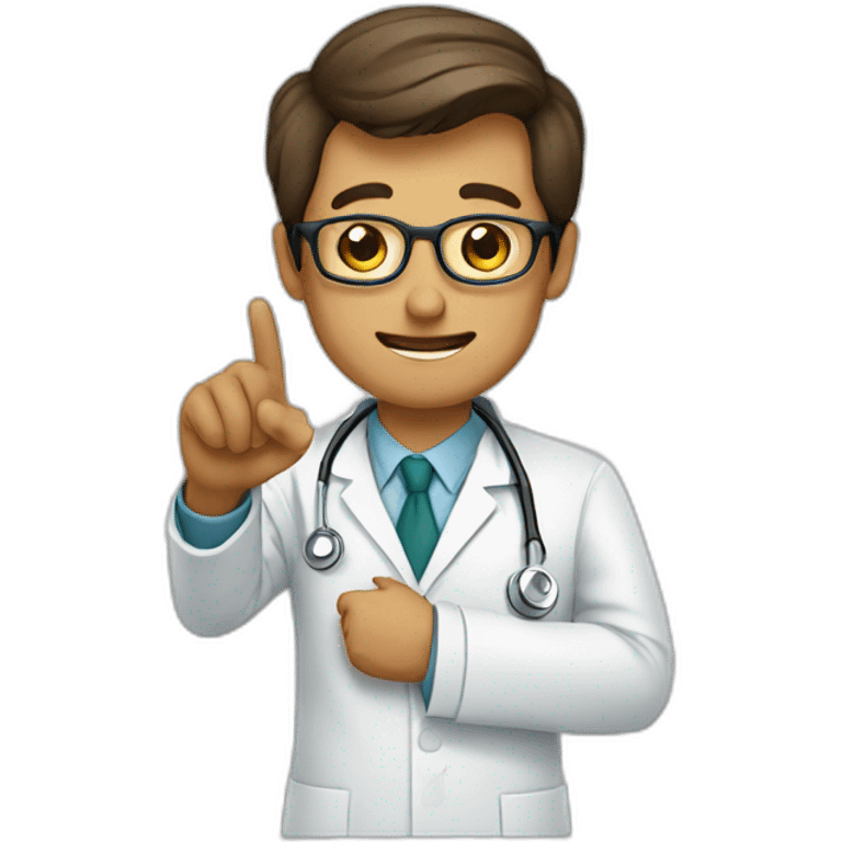 Doctor pointing to top emoji