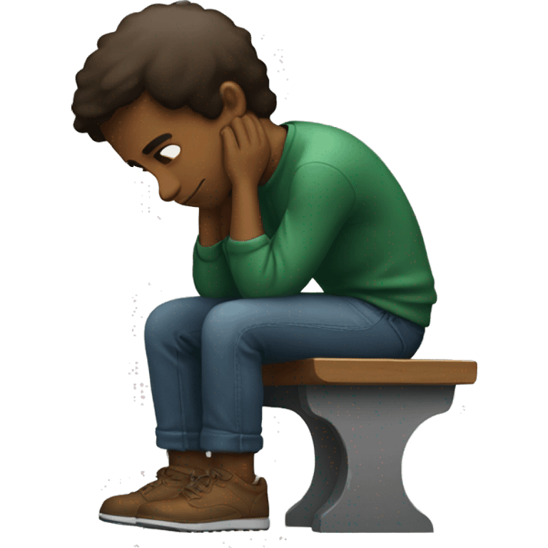 Guy sitting on his knees leaning over a bench emoji