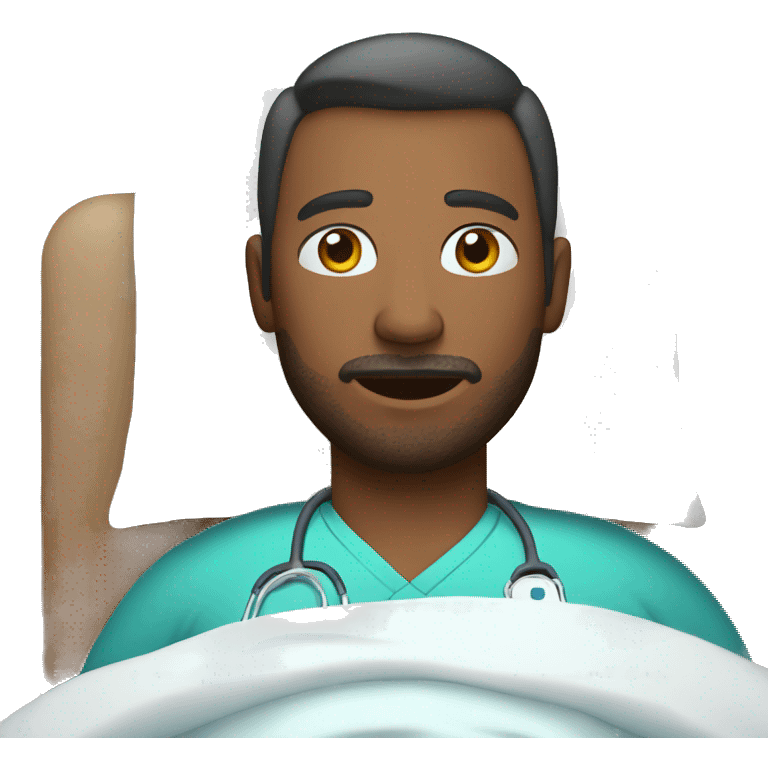 man in a bed in hospital emoji