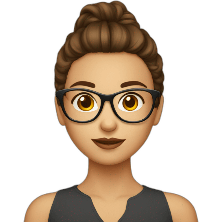 Fille a lunettes cheveux lisses brun mi-court emoji