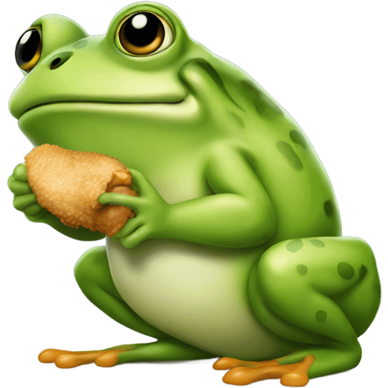 Frog eating a chicken emoji