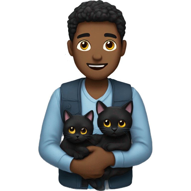 men holding two black cats  emoji