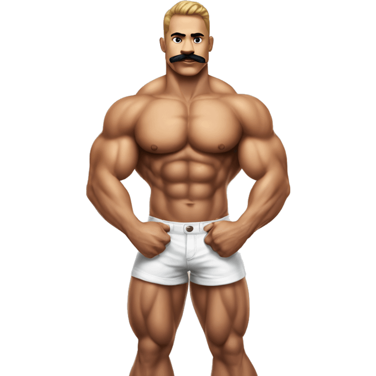 Muscular gay bodybuilder with mustache bikini realistic emoji