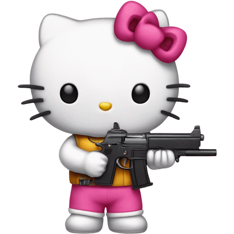 Hello kitty holding a gun emoji