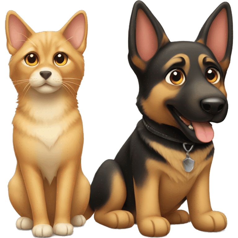 back cat with german shepherd  emoji