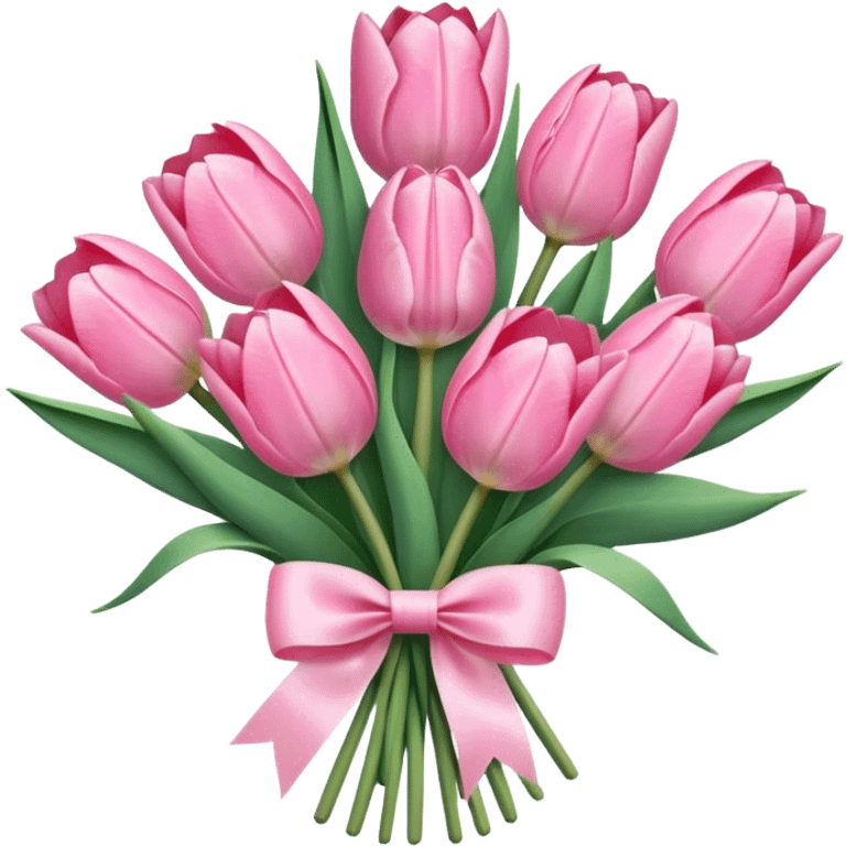 pastel pink tulip bouquet with a high quality bow emoji