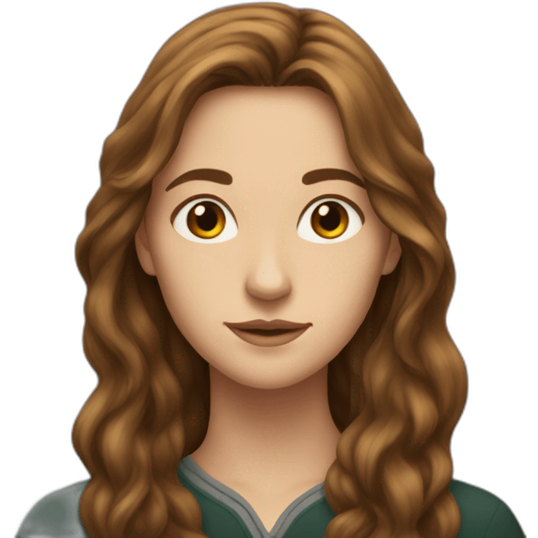 young woman with long brown hair at hogwart emoji