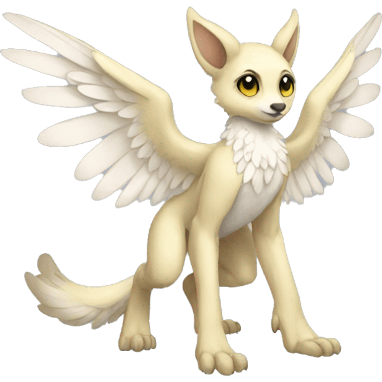 Anthro shy winged animal hybrid full body emoji