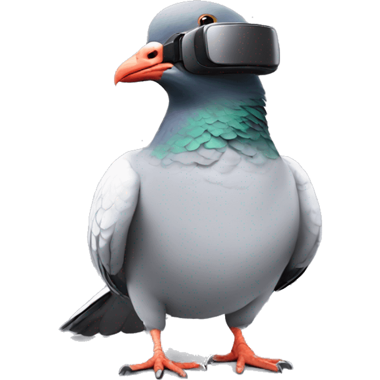 a pigeon with vr goggles front face emoji