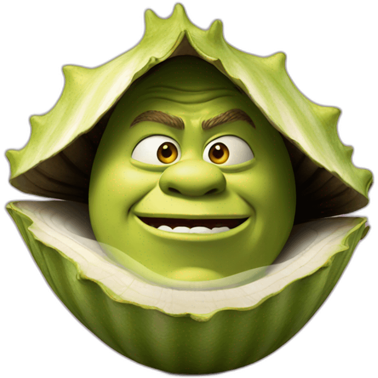 shrek inside a clam shell emoji