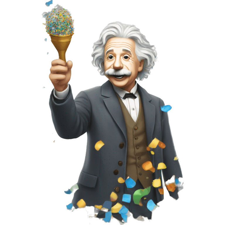 happy albert einstein shooting colorful confetti popper emoji