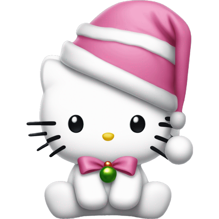 Hello kitty with pink christmas hat emoji