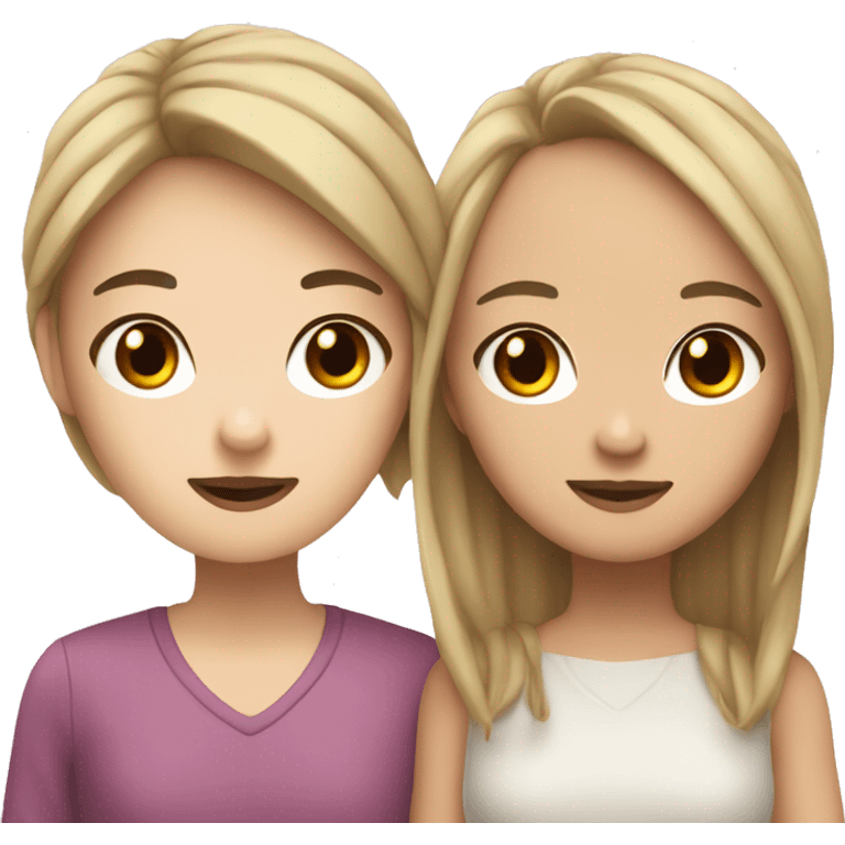 White girl and Asian girl in a couple emoji