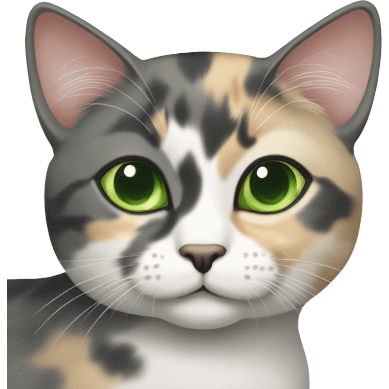 Dilute calico cat with green eyes emoji