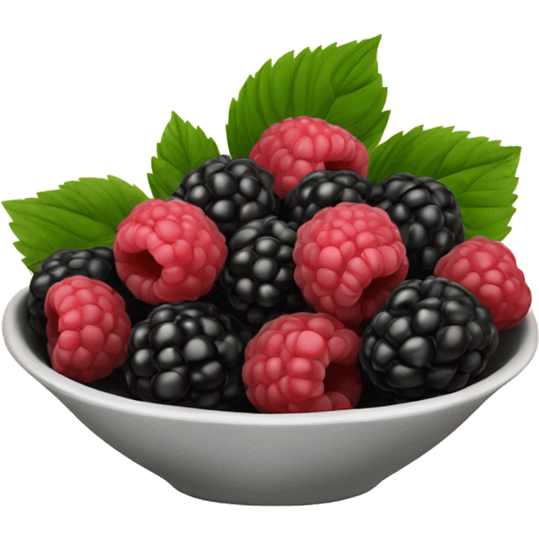 Square bowl of blackberries and raspberries  emoji