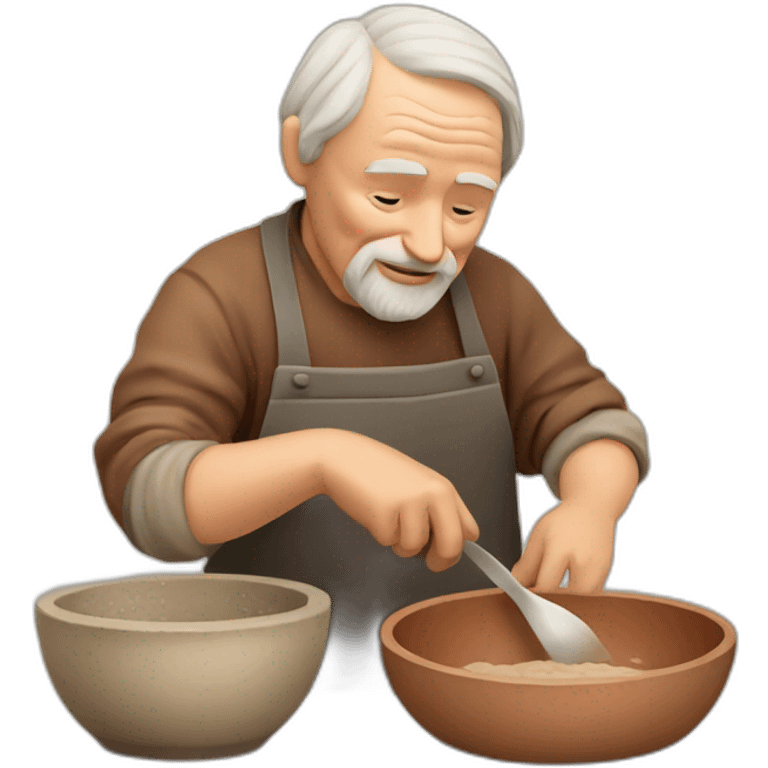 old latvian man making dishes from clay emoji