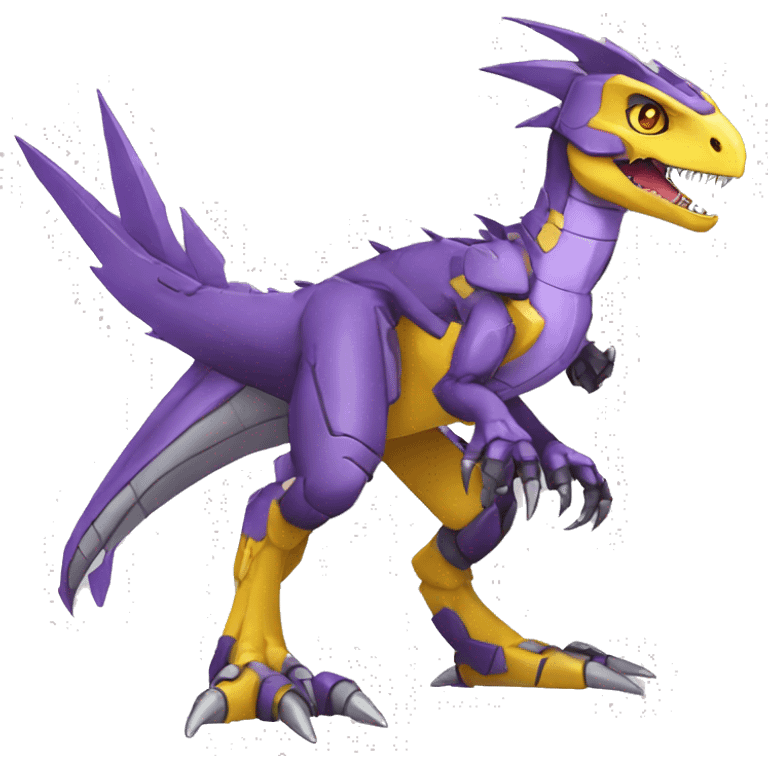  Cool Edgy Purple Yellow Digimon-Fakemon-Velociraptor-Dragon-Mecha full body emoji