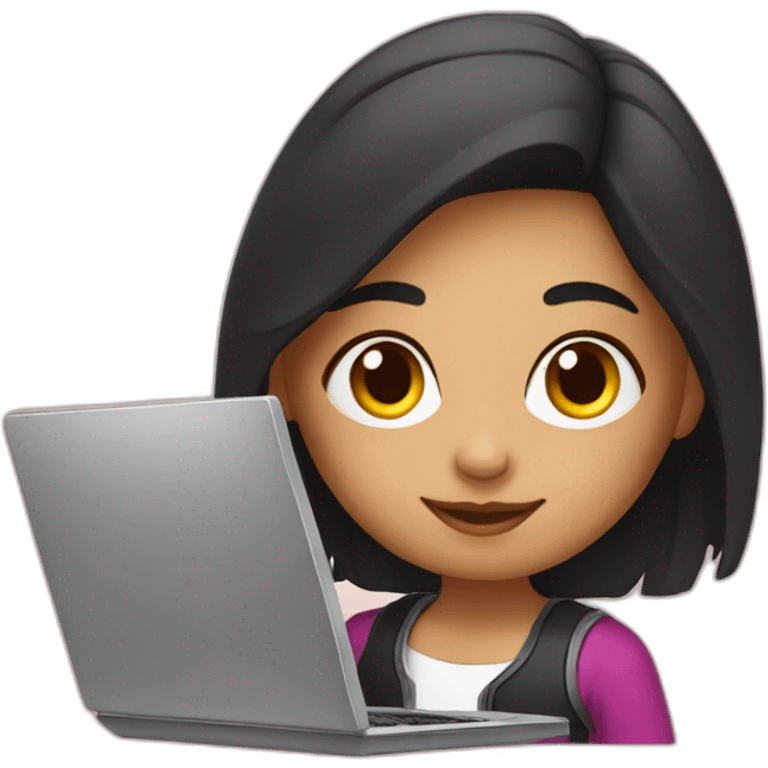 Mexican girl with her laptop emoji