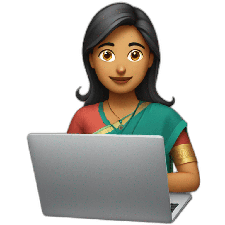 a female indian software engineer sitting behind a laptop emoji