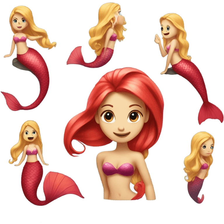 Pretty mermaid with red tail and blonde ponytail  emoji