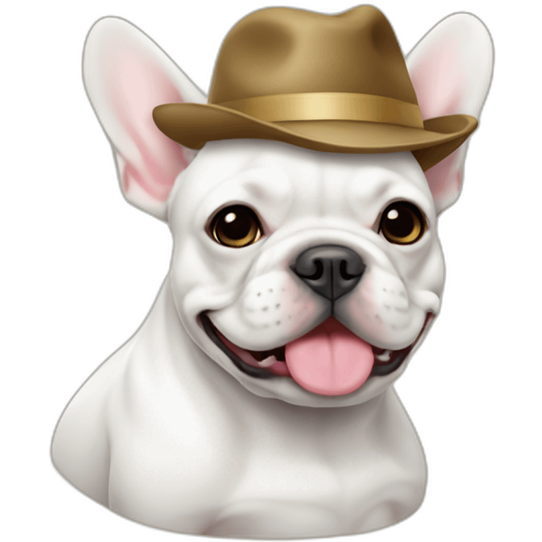 white FRENCH BULLDOG with on hat emoji