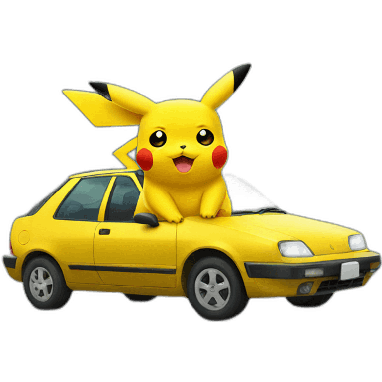 Pikachu drives a car emoji