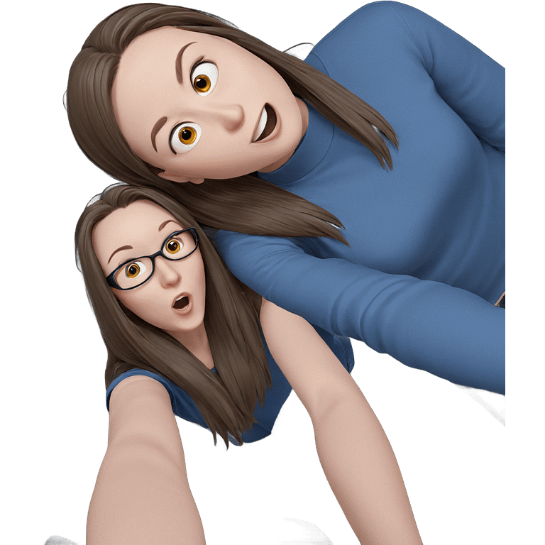 two girls selfie moment emoji