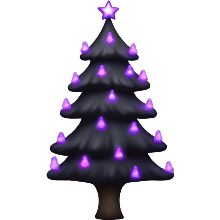 Black Christmas tree with purple lights emoji