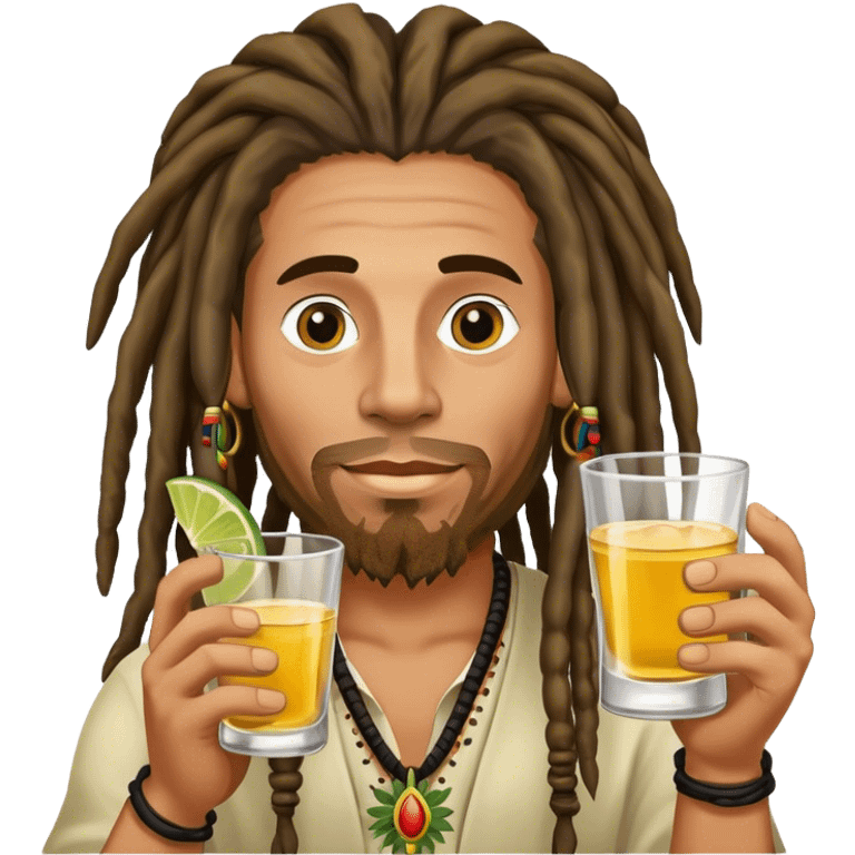 Guy with dreads drinking tequila  emoji