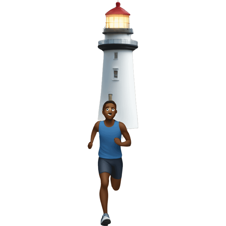 Person running to a lighthouse emoji