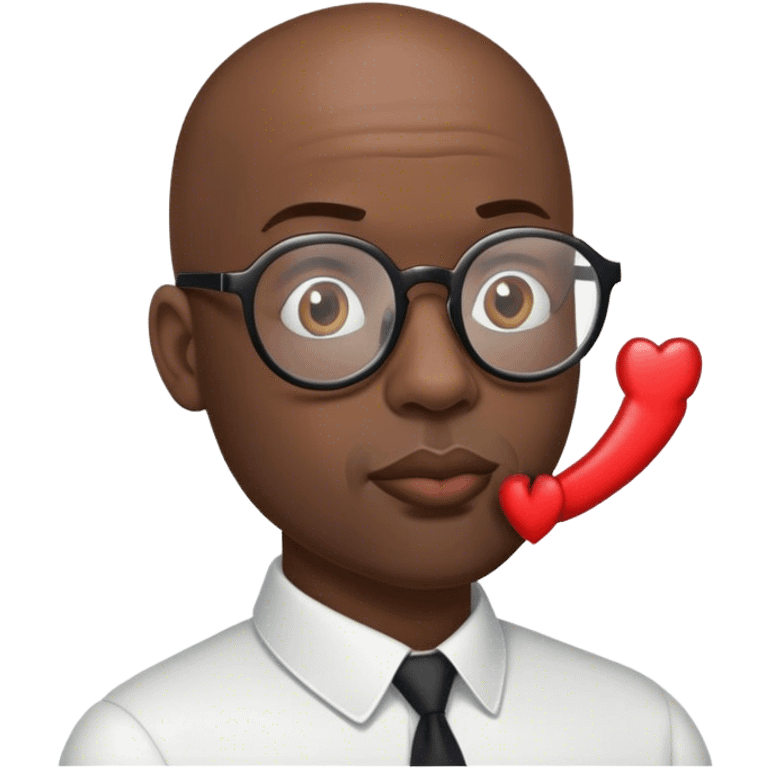 Black bald man with glasses kissing  emoji