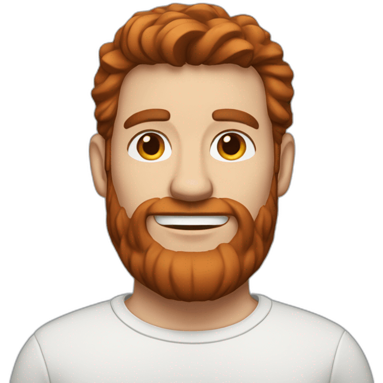 a men with brown hair and a red beard and airpods emoji